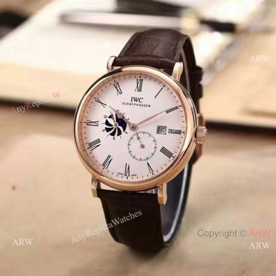 New Replica IWC Schaffhausen Moon Phases Rose Gold Mens Watch